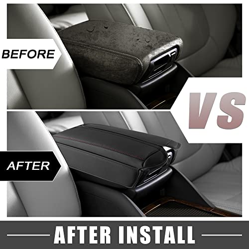 A Absopro Car Center Console Armrest Cushion Soft Pad Arm Rest Cover Support Black With Red Stitches For Nissan Rogue 2021 2022 2023 (Pack Of 2) #TOP5