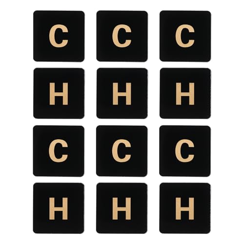 PATIKIL Self Stick C/H Water Label, 6 works/12 Pack Acrylic Square Shape Hot/Cold Sticker Signs for Faucets Sinks Black