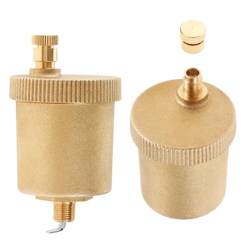 MOOTVGOO 2 Pack 1/8 Inch Automatic Air Vent Valve, Brass Automatic Air Bleed Vent, Float Valve Replacement for Hydronic Heating Systems, Boilers, Radiators & Solar Hot Water