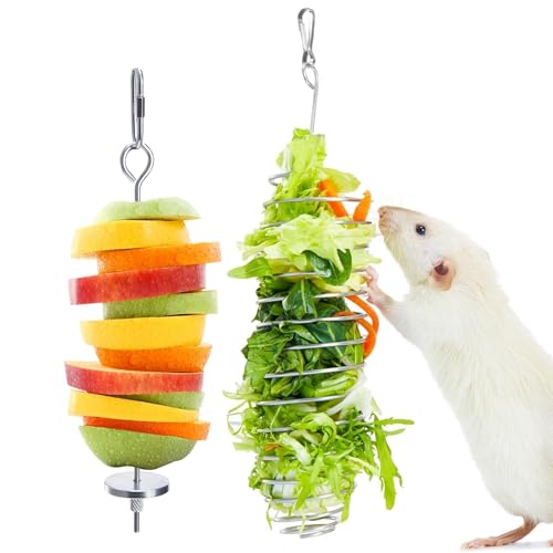 2Pcs-Rat-Enrichment-Toys-304-Stainless-Steel-Rat-Foraging-Toy-for-Fruit-Vegetable-Holder-Fancy-Mice-Cage-Accessories-Puzzle-Toy-Hanging-Rodent-Toys-Slow-Feeder-Bird-Foraging-for-Parakeet 2Pcs Rat Enrichment Toys, 304 Stainless Steel Rat Foraging Toy for Fruit Vegetable Holder, Fancy Mice Cage Accessories Puzzle Toy, Hanging Rodent Toys Slow Feeder, Bird Foraging for Parakeet - Image 1