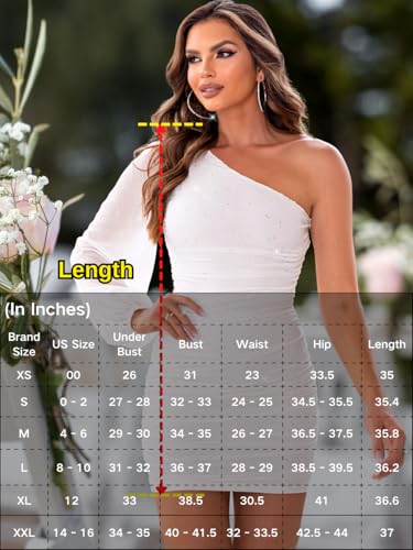 Image of ShawGobow Sparkly Outfits for Women,One Shoulder Ruched Bodycon Short Prom Dress,Sexy Dresses Cocktail Homecoming Nye