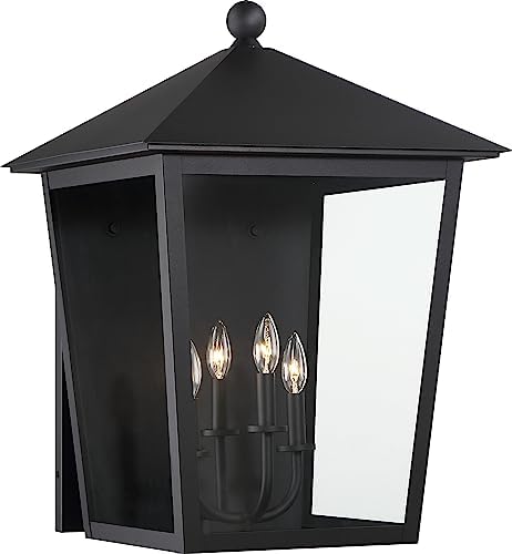 The Great Outdoors 72134-66 Noble Hill Outdoor Wall Mount, 4-Light, 240 Total Watts, 19-in H x 26.38-in W, Sand Coal Black