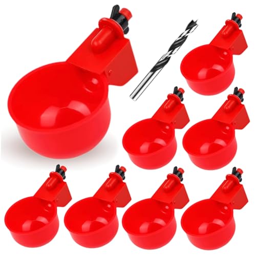 Chicken Waterer Cups 8Pcs - Automatic Poultry Water Feeder, Gravity
