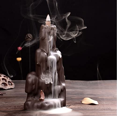 Quemador de Incienso, Quemador de Incienso de reflujo, Estatua de Pesca para Hombre Viejo, Soporte de Palo portátil de cerámica, incensario, Cascada de Humo