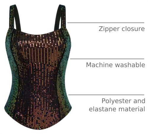Image of GRACE KARIN Sequin Tank Tops for Women Bustier Corset Top Sparkle Sexy Slim Camisole Sleeveless Party