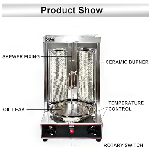 STWBHW Vertikale Rotisserie-Shawarma-Maschine, Shawarma-Grill, Shawarma-Maschine, Rotisserie-Ofen, Hähnchen-Rotisserie-Maschine, 360° drehbarer Kebab-Rotationsofen, Gyros-Rotisserie-Grill – Bild 7