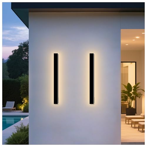 Image of Modern Outdoor Wall Lights 2 Pack 31.5inch Long Outdoor Sconce Light | Outdoor Light Fixtures Wall Mount LED 3000K Linear Exterior Sconce IP65 Waterproof Outside Light Fixtures for House Garage