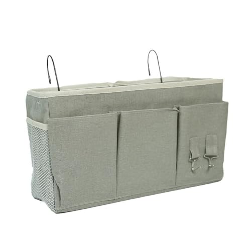 croselyu 3 grids Home Multifunctional Bedside Hanging Bag College Dormitory Bedside Cloth Hanging Basket Bed Clutter Sorting Storage Bag Magazine Book Storage Bag,1 pce (Gray)