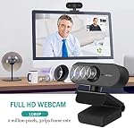 Webcam avec Microphone, Full HD 1080P Webcam pour PC, Ordinateur portable, bureau, MAC, Plug et Play Caméra Web avec Couverture de confidentialité, USB Caméra pour YouTube, Zoom, Skype, Facetime, Windows, Linux et macOS