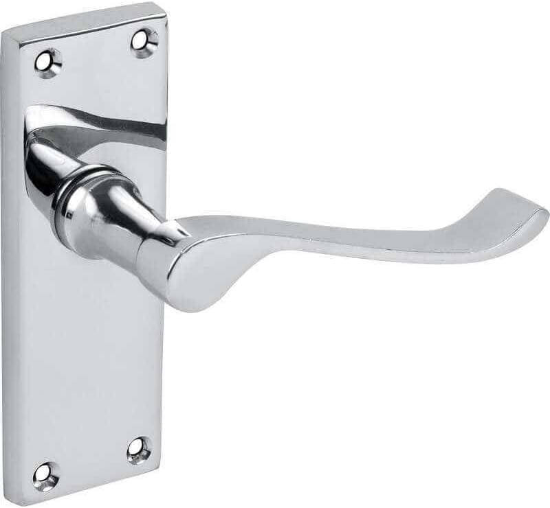Victorian Scroll Lever Door Handles - Polished Chrome - 1 Pair - Latch Door Handle - Interior Use - Short Latch