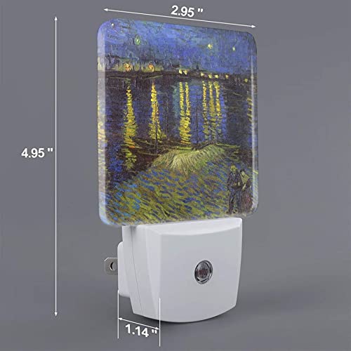 Image of Futterya Plug-in LED Night Light, Starry Night Over The Rhone Art Classic Art Set of 2 Dusk-to-Dawn Auto Sensor Decor Lamp 4116