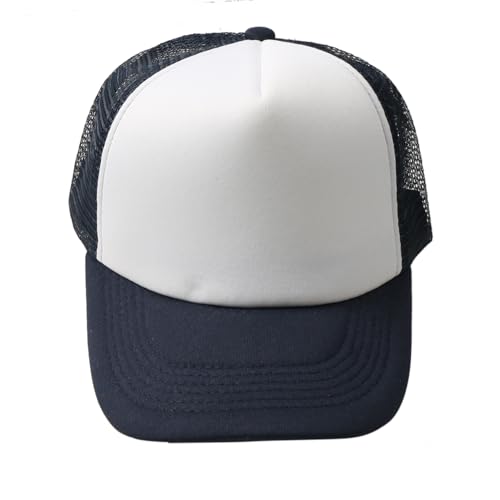 TZ Promise Men Women Foam Trucker Hat Mesh Cap Solid Colors Lightweight with Adjustable Snapback Collection (US, Alpha, One Size, Navy Blue)