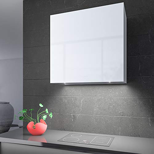 Futuro Futuro Lombardy White 36 Inch Wall-Mount Range Hood, Stainless Steel & White Glass, Led, Ultra-Quiet, With Blower #TOP3