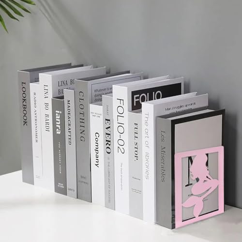 1 Paar rosa Meerjungfrauen-Buchstützen aus Metall, modernes kreatives See-Maid-Muster, ausgehöhlt, rutschfest, Eisen, Buchstützen, Schreibtisch-Organizer, Bücherregal, Halter für Kinder, Mädchen,