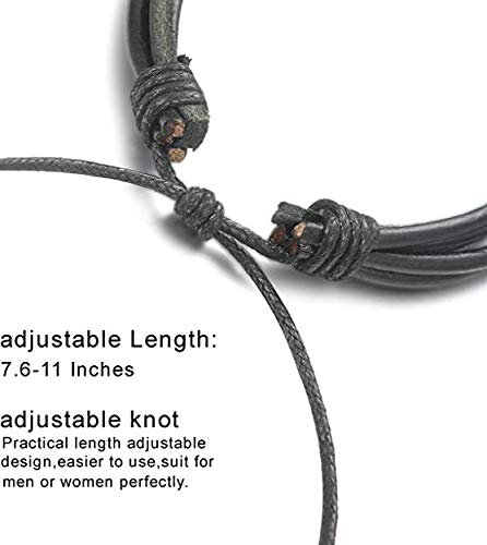 5 Pcs Braided Leather Bracelets for Men Women Punk Rope Bracelet Cuff Vintage Bracelets Wrap Set, Adjustable