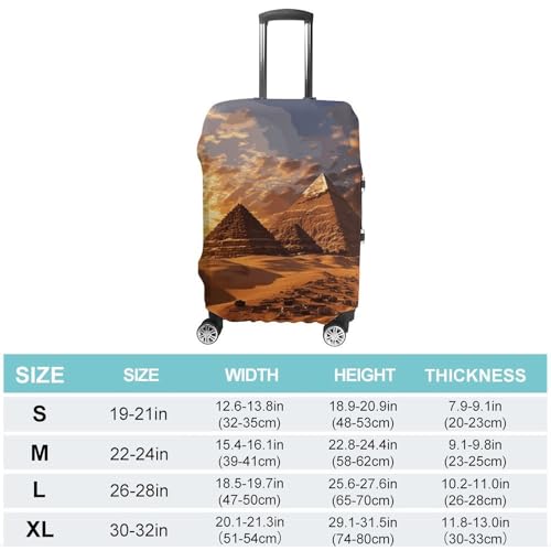 Egyptian Pyramids Elastic Luggage Cover Suitcase Protector for 19-32 Inch Suitcases | Universal Stretchable Travel Bag Cover | Anti-Scratch, Washable with Zipper Closure L2