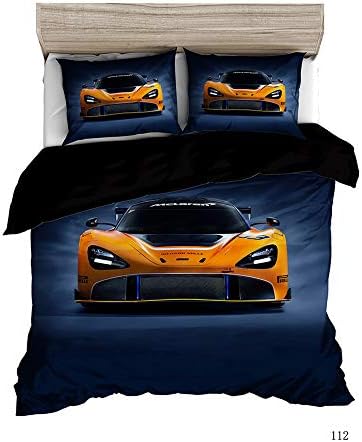 MIUNNG Bedding Sets 3D Off road Motorcycle Aviation Aircraft Racing Super Car Boy Teenagers Breathable Warm Duvet Cover with Pillowcase No creases (Racing 02, Single)