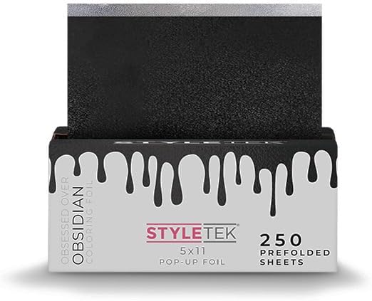 Pop-Up Aluminum Foil Sheets, OBSIDIAN, 5x11, 250 Sheets per Box, Salon Professional