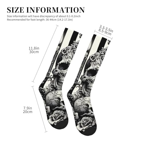 Stylish Skull Pattern Compression Sock For Men & Women With 15-20mmhg Pressure, Fashionable Knee High Compression Stocking2