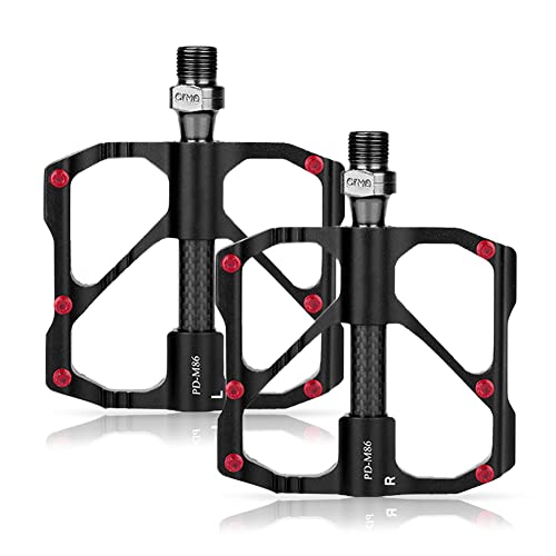Yijili Mountain Bike Pedals 3 Bearings Carbon Fiber Bicycle Platform Non-Slip 9/16'' (Black) #TOP3