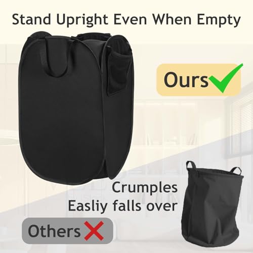 Image of Upgraded Pop-up Laundry Hamper 2 Pack, 70L(18.5 Gal) Laundry Basket with Thickened 600D Oxford Fabric,2.4X Denser Mesh Side Pocket, 0.2mm Added Thickness Steel Frame, Easy to Open and Fold for Storage