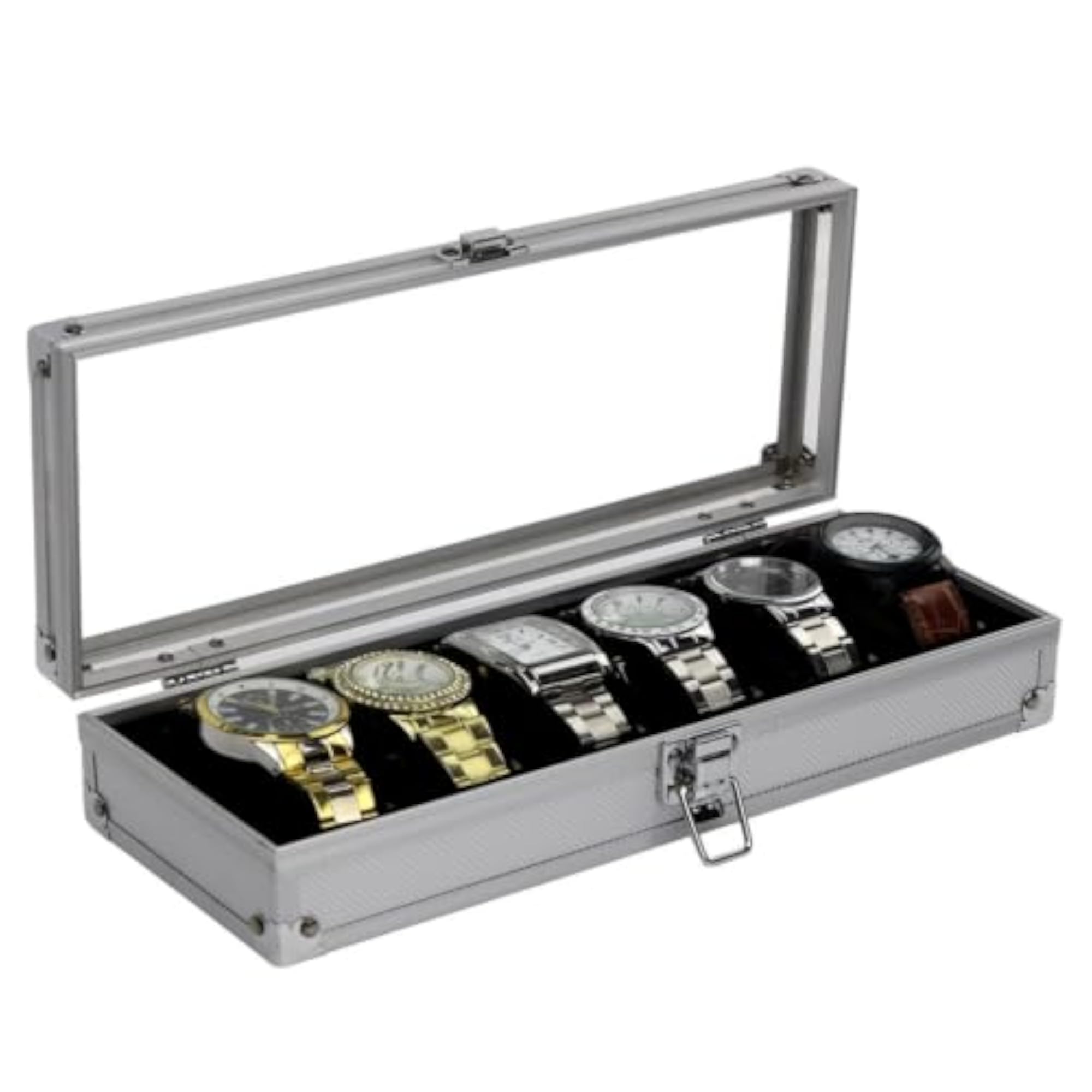 Watch Box Organiser, 6 Slot Aluminium Case