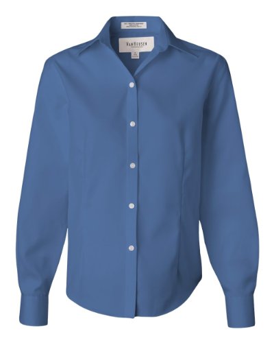 V0144 Van Heusen Ladies' Long-Sleeve Non-Iron Pinpoint (French Blue) (M)