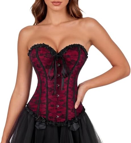 Zhitunemi Corsets for Vampire Costume Women: Green Corset Tops for Women Medieval Costumes - Bustier for Retro Photoshoot
