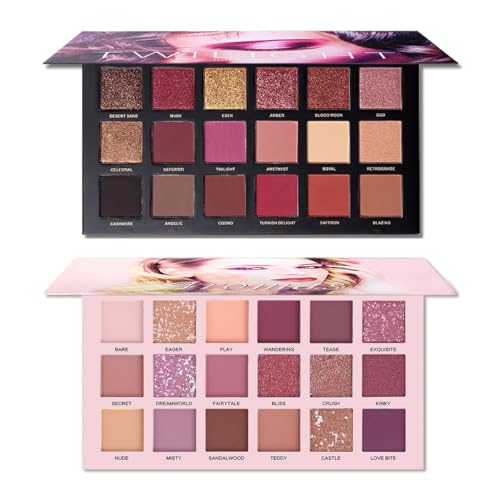 UCANBE 2Pcs Twilight Dusk & Aromas Nude Eyeshadow Palette Makeup Set, Matte Shimmer Glitter Pressed...