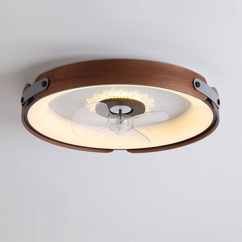 KXEcoLife Nordic Creative Ceiling Fan Light 48W LED Dimmable With Indoor Round Mute Lights Living Room Bedroom Flush Mount