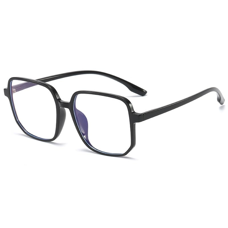 VENOAL Oversized Square Reading Glasses, HD Blue Light Blocking Computer Goggles Reader, Anti Glare Flat Light Mirror (Color : Black, Size : +250)