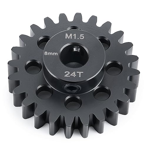 BRKRC Steel 1.5 Mod 24T Pinion Gear M5 Screw 8mm for 1/5 X-MAXX 1/10 E-REVO
