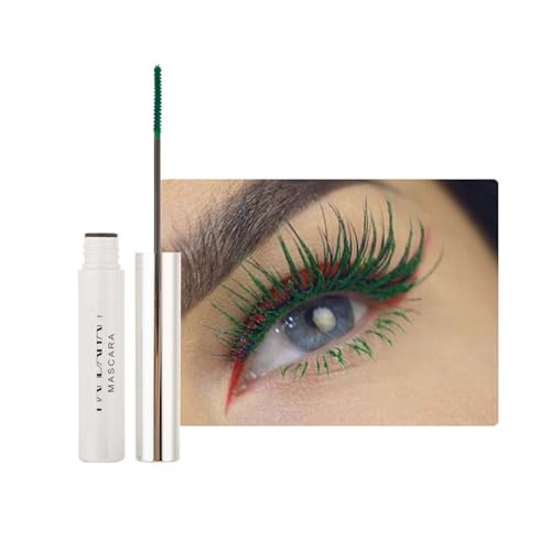Ultra Fine Waterproof Mascara Wimperntusche Lange Wimpern,Wasserfest Feiner Pinsel Grün Wimpern,Long-lasting Green Mascara Cream Wimperntusche mit Silk Fiber,Nicht klumpender (07 Grün, Fine)