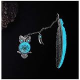 Vintage Feather Metal Bookmark, Unique Glow in The Dark Bookmark Gift for Men Women (Antique Silver
