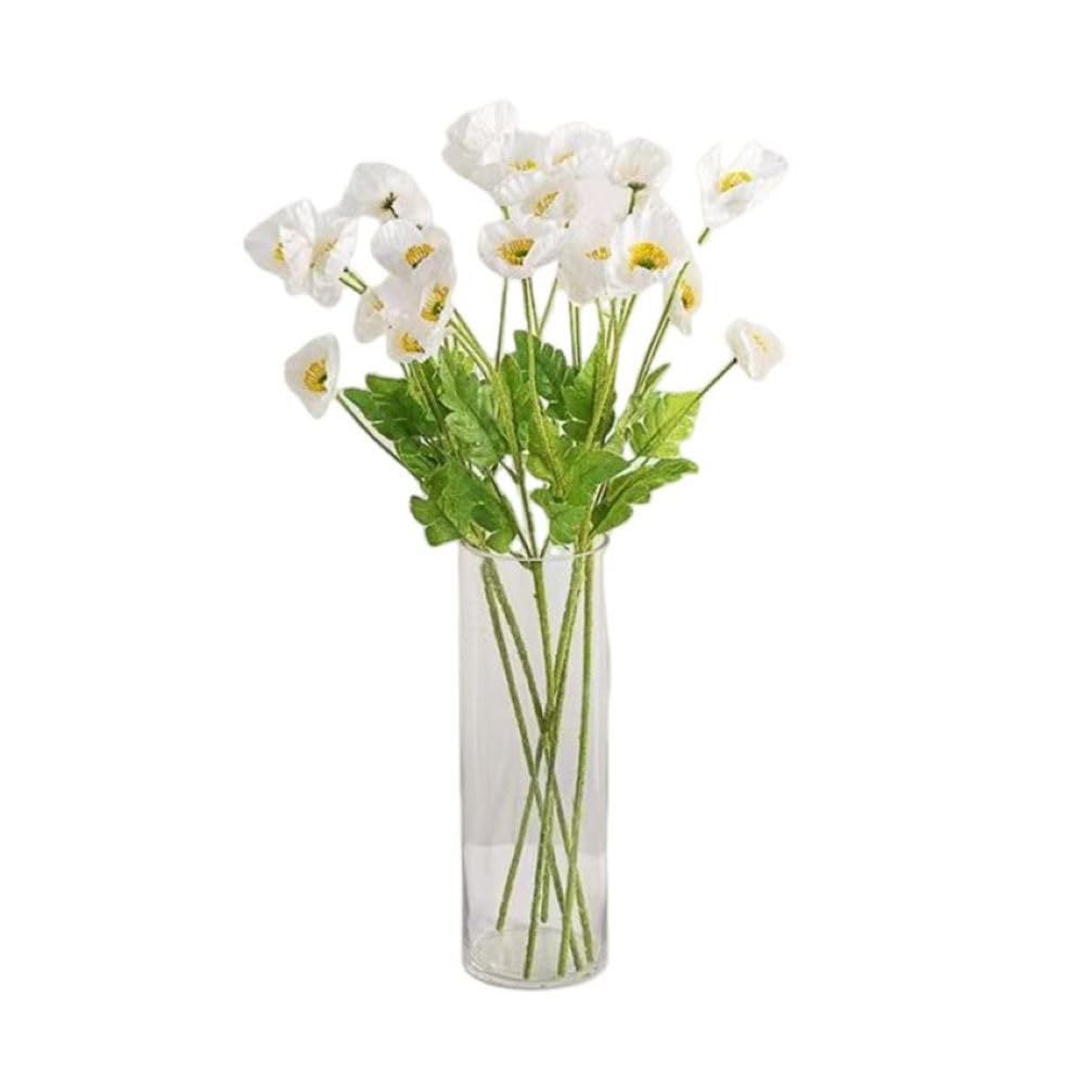 Corkwaw 6 Pcs 23.6" Artificial Poppy Silk Fake Flowers, PU Real Touch for Easter, Memorial Day, Table Decorations, Centres (White) โ image 1