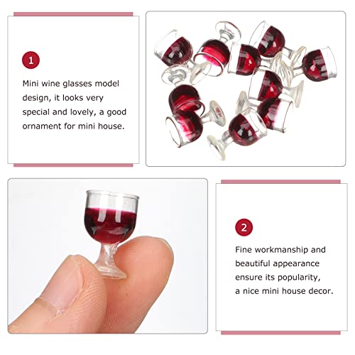 Luozzy 10Pcs Dollhouse Wine Glasses 1:12 Miniature Red Wine Goblet Cups Model For Dollhouse Ornament Mini Kitchen Decor Accessories #TOP4