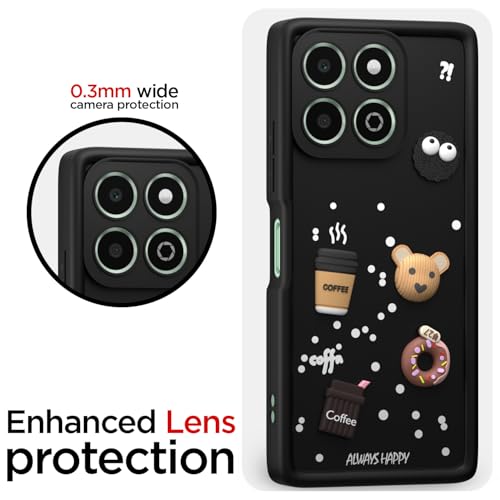 Image of Pikkme Back Cover for Honor X6b | Cute Fun Cartoon 3D Bear Silicone Full Body Protection Bumper Case (Black)