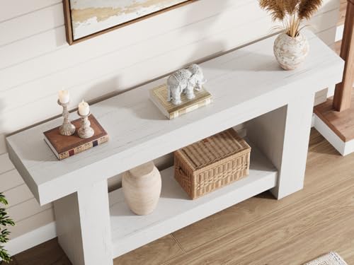 63 Inches Long Console Table for Entryway, Farmhouse Console Table for Living Room, 2-Tier Large Sofa Table with Storage, Wooden Entryway Entry Table for Entrance, Hallway