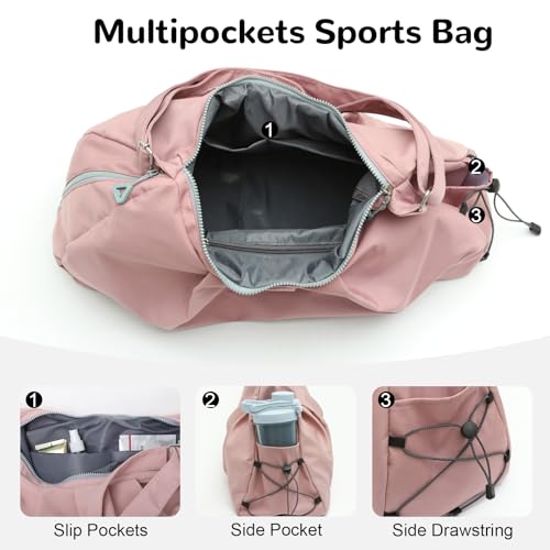 20L Small Gym Duffel Bag with Shoe Compartment for Women, Sports Duffle Bag with Wet Pocket, Pink4