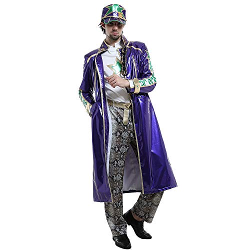 Coskidz Men s Jotaro Kujo Cosplay Costume with Hat Jotaro Kujo Leather Outfit Coat (multicolored, X-Large)