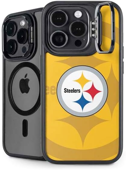 Skinit Kickstand Phone Case Compatible with iPhone 15 Pro Max - Officially Licensed NFL Pittsburgh Steelers Black Performance Series Design