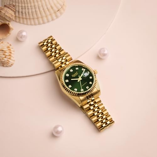 Image of Ajanta Quartz Avenza Women Analog Watch| Stainless Steel Bracelet Strap | Day & Date Display | Water Resistant | Formal & Casual Wrist Watch for Women