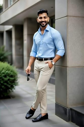 Image of Men's Formal Shirt and Trouser Combo Set | Slim Fit Stylish Office Wear | Premium Cotton Blend Shirt Pant Set for Men | Top & Bottom Clothing Set