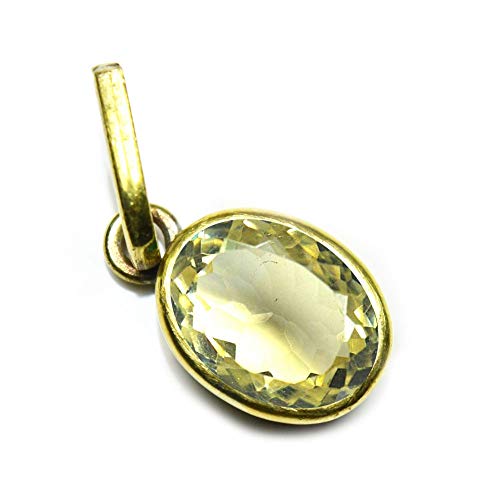 Colgantes chapados en oro para hombre con piedra citrina natural de 5 quilates