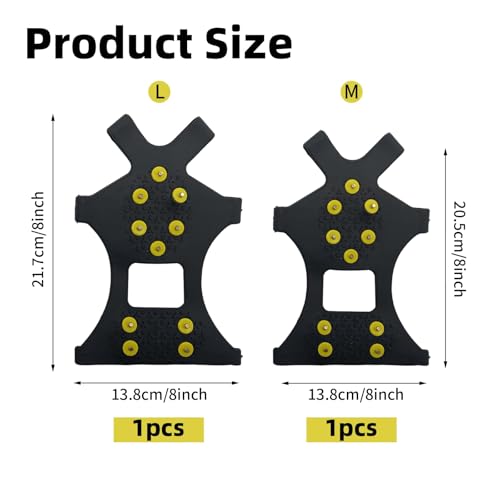 Anti-Rutsch Schuhspikes, Grödel Steigeisen für Bergschuhe mit 10 Zähne, Wanderschuhe und Stiefel – Perfekte Eisspikes für Schnee, EIS, Winter Outdoor, Trekking, schwarz (2)
