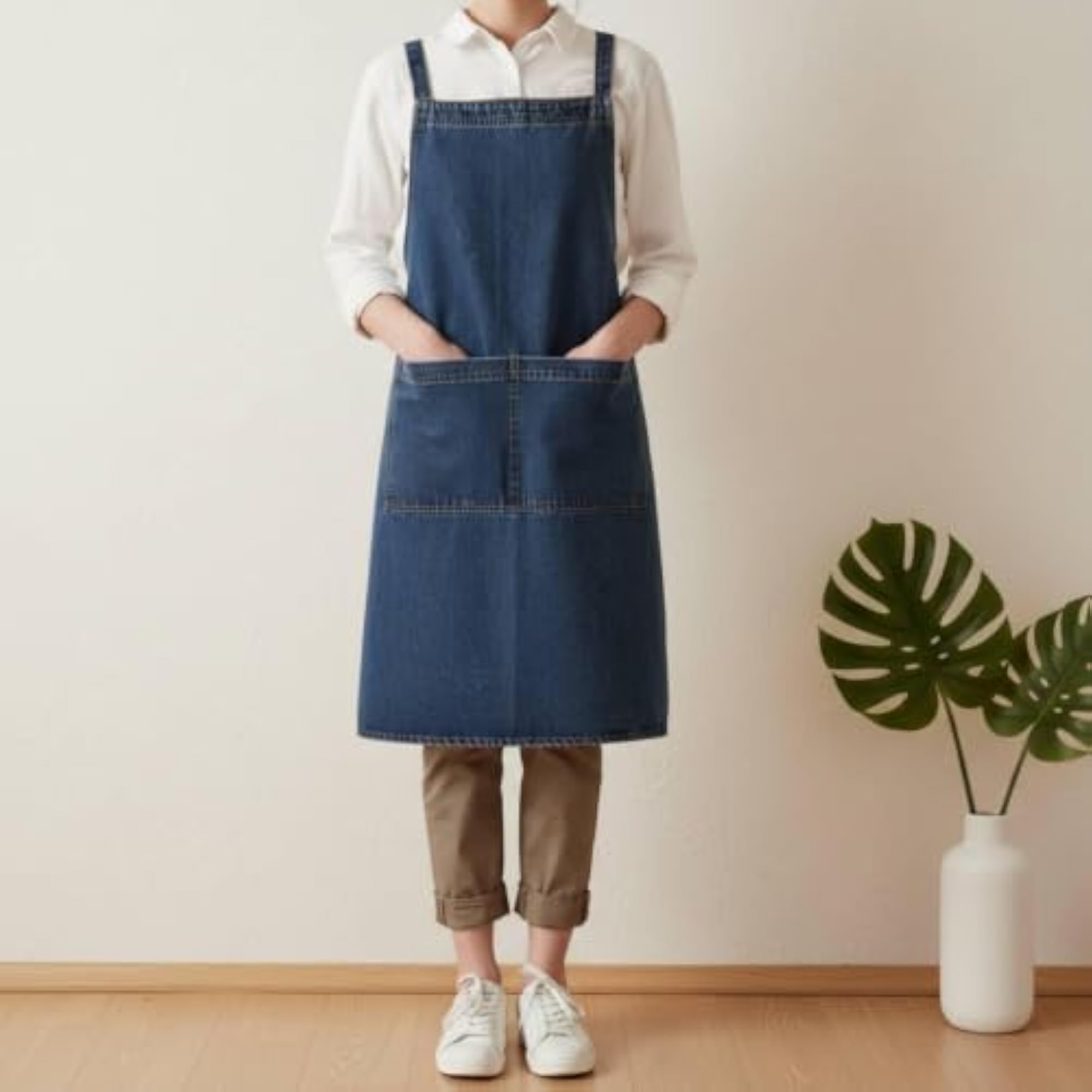 Denim Bib Apron, Thick Textile Stain Resistant Workwear