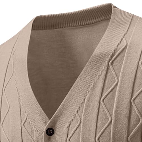 Mens Fall Cardigan Sweater Button Down Long Sleeve V Neck Cable Knit Sweaters Casual Slim Fit Textured Cardigans4