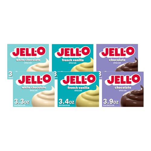 Jell-O Instant Pudding Chocolate, White Chocolate & French Vanilla, 6