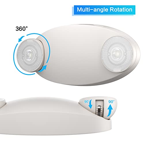 Spectsun Lighting 1 Pack LED Emergency Light with Battery Backup-Adjustable 2 LED Bug Eye Head Emergency Lighting -UL Certified 120-220VAC Emergency Exit Lighting Fixtures for Business/Home.