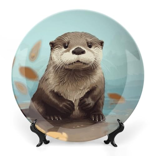 Plato Decorativo Cute Otter de Porcelana de 6 pulgadas miniatura 1